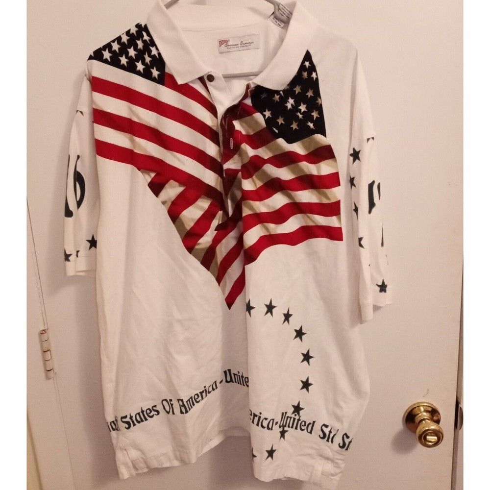 American Summer Clothing Company American Flag Shirt Short Sleeve mens sz XL USA